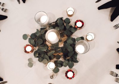 Table setting on banquet table