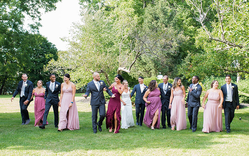 Bridal party posing